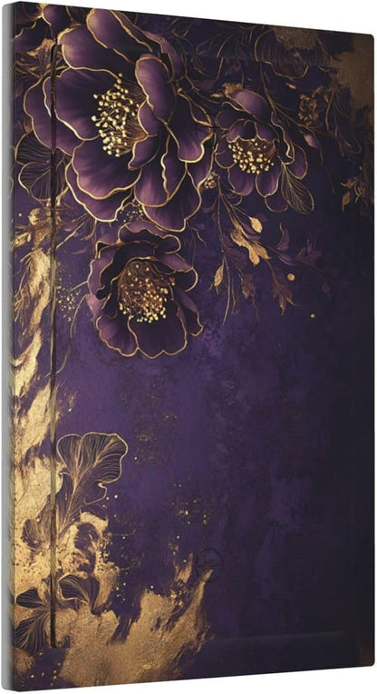 Decorative Light Switch Cover Plate Vintage Purple Peony Gold Leaf Flowers Floral 1 Gang No Device Single Blank Outlet Covers Wall Plate Switchplate Electrical Face Plate for Bedroom Decor