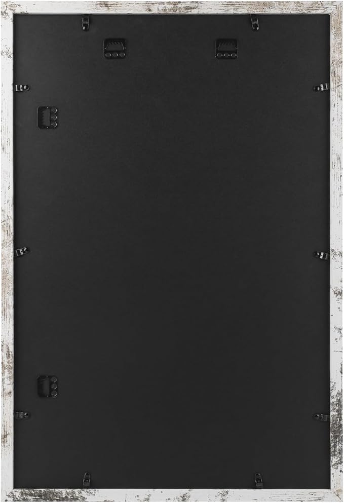 Golden State Art, 16X24 Picture Frame with Mat for 12X18 - High Definition Glass Wall Mounting Horizontal Vertical Display (Weathered White, 2 Pack)