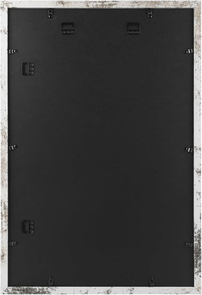 Golden State Art, 16X24 Picture Frame with Mat for 12X18 - High Definition Glass Wall Mounting Horizontal Vertical Display (Weathered White, 2 Pack)