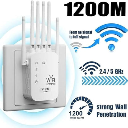 1200M WiFi Extender 6-Antenna Strong Signal, Directional WiFi Antenna Signal Booster and Amplifier, Wireless Repeater Extender with Ethernet Port for PC, Outdoor Coverage, Enhanced Network Range(2pcs)