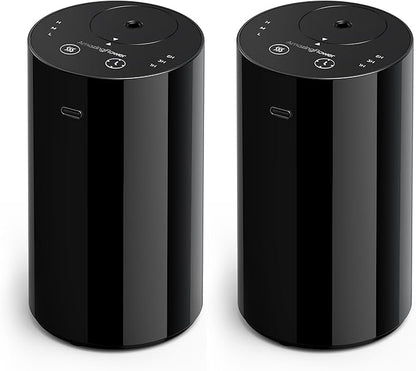 Waterless Essential Oil Diffuser, Portable Aromatherapy Diffuser with 20mL Capacity, Battery Operated Mini Scent Diffuser,3 Mist Levels & Timers, Leak-Free, for Home, Car, Office (Black 2 Pack)