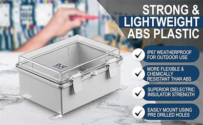 Co. ABS 11.81" x 15.7" x 6.7" Waterproof IP67 Hinged Electronics Distribution Box with Mounting Plate and Wall Brackets