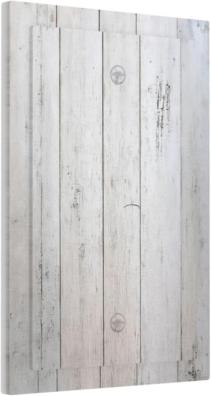 Rustic White Grey Wood Grain Light Switch Cover Plate 1 Gang No Device Blank Decorative Switch Plate Electrical Wall Plates Faceplate for Bedroom Bathroom Decor