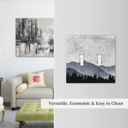 Decorative Switch Plates Natural Landscape Mountains Pine Trees 2 Gang Double Toggle Outlet Light Switch Cover Wall Plate Electrical Faceplate for Bedroom living Room Decor