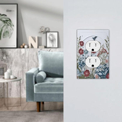 Wildflowers Flowers Floral Plants Duplex Outlet Wall Plate Cover Decorative Light Switch Covers Electrical Faceplate Switch Plates for Bathroom Kitchen Home