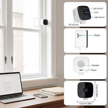 Saker Smart 2K Window Security Camera,2K Dome Security Camera for Indoor Use, 3MP Ultra-Clear Picture with Enhanced Color Night Vision, Wireless Stick-On Installation (with 64GB TF Card)