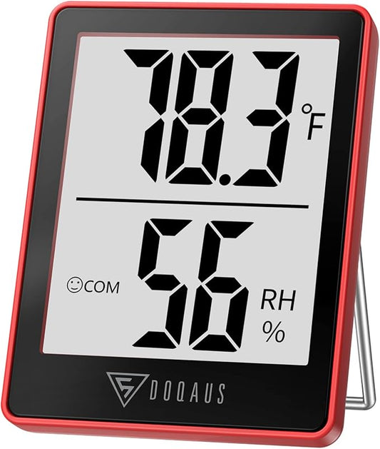 DOQAUS Digital Hygrometer Indoor Thermometer Humidity Gauge Room Thermometer with 5s Fast Refresh Accurate Temperature Humidity Monitor for Home, Bedroom, Baby Room, Office, Greenhouse, Cellar, Red