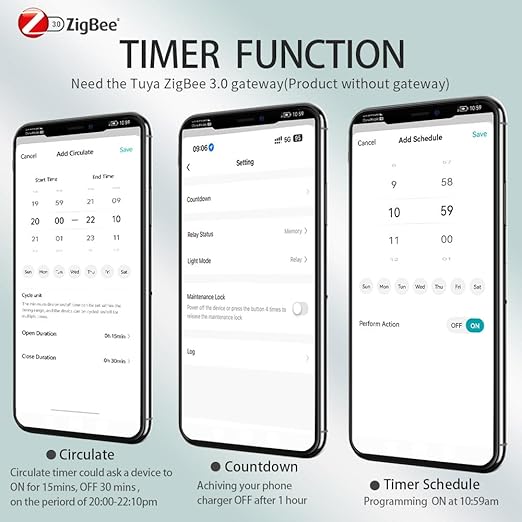 Zigbee 3.0 Smart Switch| 1‑63A Adjustable DIN Rail 1P+N| Support Tuya/Smart Life Remote Control| Over-Current Protection| Smart Home Real-time Energy Monitoring| Voice Control| FCC Certified
