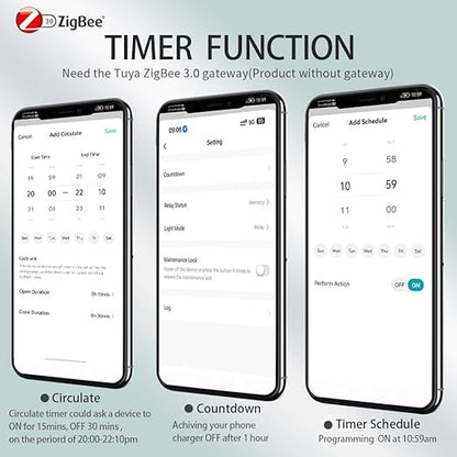 Zigbee 3.0 Smart Switch| 1‑63A Adjustable DIN Rail 1P+N| Support Tuya/Smart Life Remote Control| Over-Current Protection| Smart Home Real-time Energy Monitoring| Voice Control| FCC Certified