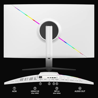 INNOCN 39G1R 39" Ultrawide Curved Gaming Monitor 165Hz 144Hz(Support) QHD 2K 2560 x 1440p HDMI 2.0 HDR10 FreeSync Computer Monitor, 99% sRGB, Tilt/Swivel/Height Adjustable, w/Speakers, White