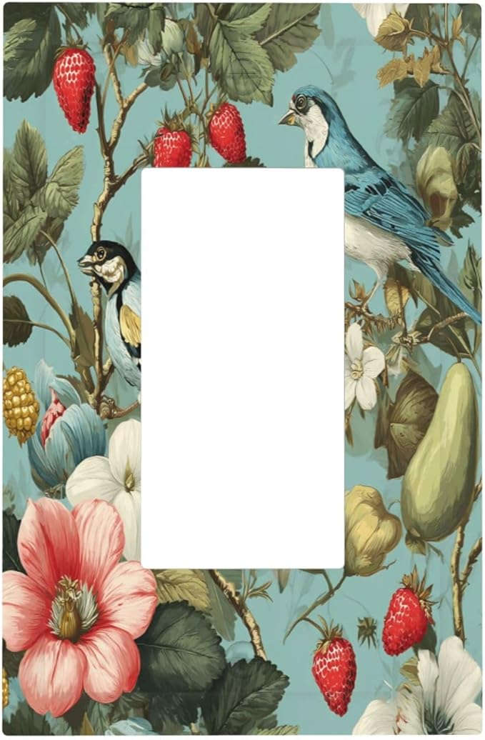 William Morris Flower 1 Gang Single Rocker Wall Plate Cover Decorative Light Switch Covers Electrical Faceplate Switch Plates for Bathroom Kitchen Home