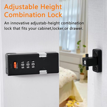 Cabinet Lock，Barn Door Latches,3-Digit Combination Security Locks,Combination Security Lock,for Office File Cabinet,Drawers,Locker,Small Door,Cupboard (1, Black_90 Degree)