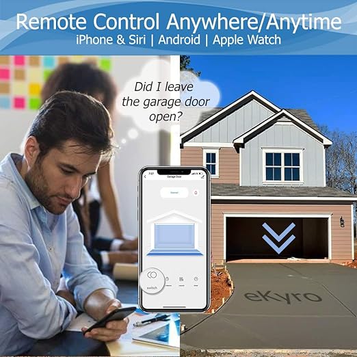 Smart Garage Door Opener - Universal WiFi Remote Controller Compatible with Alexa, Google Home, iPhone, Siri, Android, Door Left Open Alert, Door Security Systems, Updated Model