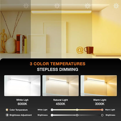 Under Cabinet Lights Remote Control,4 Pack Magnetic Rechargeable Light bar,Under Cabinet Lighting Wireless,Ceiling and Under Counter Lights for Kitchen,Wardrobe,Shelf (White, 30 CM)
