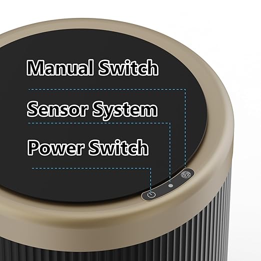 2Pack Automatic Bathroom Trash Can, Touchless Motion Sensor Garbage Can with Lid, Smart Dog Proof Trash Bin, Plastic Wastebasket for Bedroom, Office, Living Room, 2.8 Gallon+3.7 Gallon (Dark Grey)