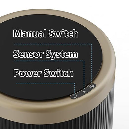 2Pack Automatic Bathroom Trash Can, Touchless Motion Sensor Garbage Can with Lid, Smart Dog Proof Trash Bin, Plastic Wastebasket for Bedroom, Office, Living Room, 2.8 Gallon+3.7 Gallon (Dark Grey)