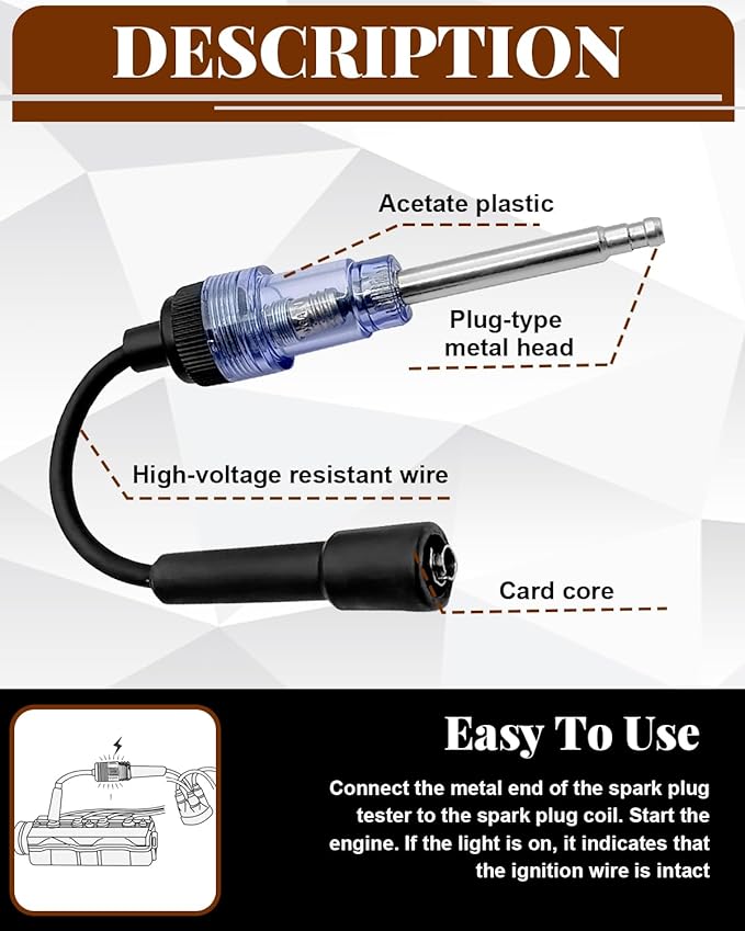 Inline Spark Plug Tester, Plug-in Engine Ignition Tester Armature Diagnostic Tool, Small & Big Internal/External Engines Accessories for Automotive, Car, Lawn Mower, Motorcycle