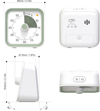 Visual Timer for Kids with Pause Function, 60 Minute Countdown Timer for Kids Desk Study, Teaching, Kitchen Cooking, Office Meetings, Time Management for ADHD (White)