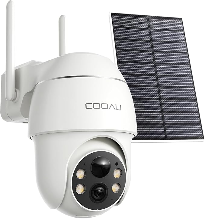 COOAU Solar Security Cameras Wireless Outdoor,4MP Cameras for Home Security System,360° Pan & Tilt,Color Night Vision,Motion Detection,No Monthly Fee,Siren Alarm,IP66