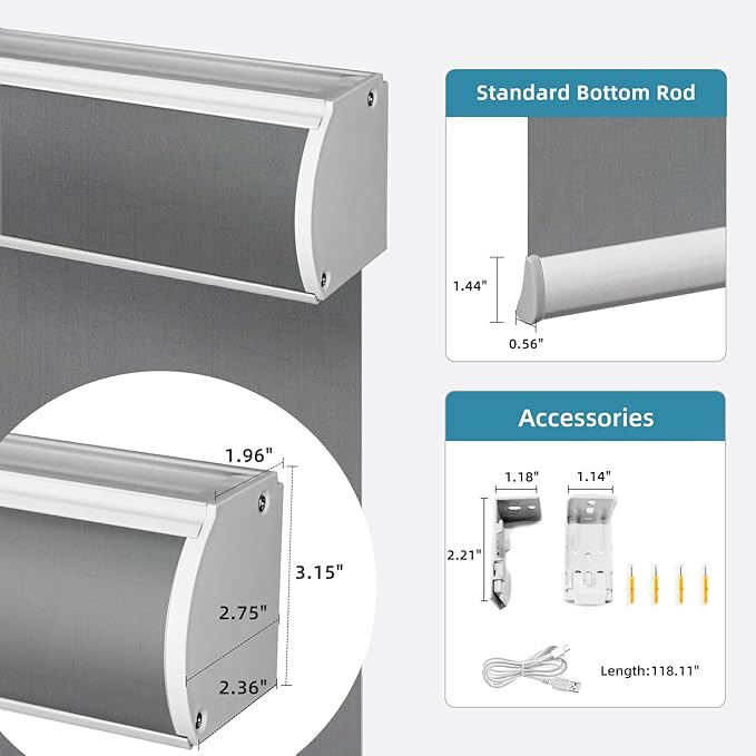 SmartWings Motorized Light Filtering Roller Shades 60% Blackout Work with Matter Homekit Alexa Z-Wave ZigBee SmartThings Google, Cordless with Remote Control, Twilight Veil