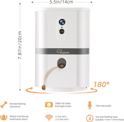 Petalk AI II Dog Camera Automatic Treat Dispenser, 5G WiFi Pet Camera with 180° Pan Full-Room View