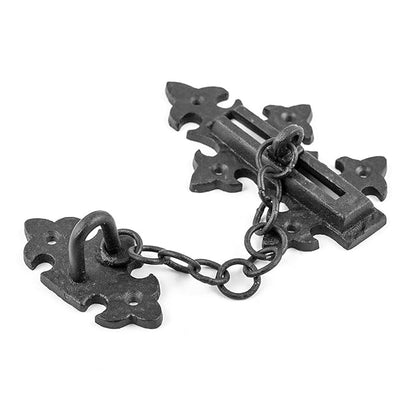Renovators Supply Manufacturing Door Chain Lock 5 in Black Wrought Iron Chain Door Latch with Mounting Hardware