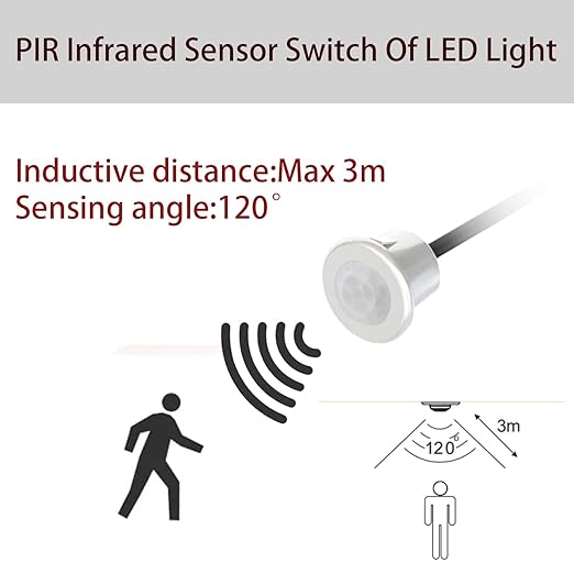 VST Motion Sensor Light Switch, IR Sensor Switch, Led Light Automatic Switch for Closet Light Under Cabinets Counters Wardrobes with 12V JST Male and Female (DC 12/24V 3A)