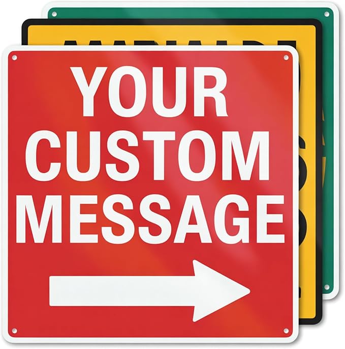 Custom Metal Left or Right Arrow Sign – 12x12 Inches Rust Free .040 Aluminum, Fade Resistant, Personalized Outdoor Sign for Business Workplace Office Home