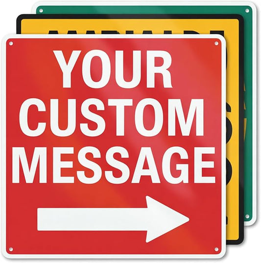 Custom Metal Left or Right Arrow Sign – 12x12 Inches Rust Free .040 Aluminum, Fade Resistant, Personalized Outdoor Sign for Business Workplace Office Home