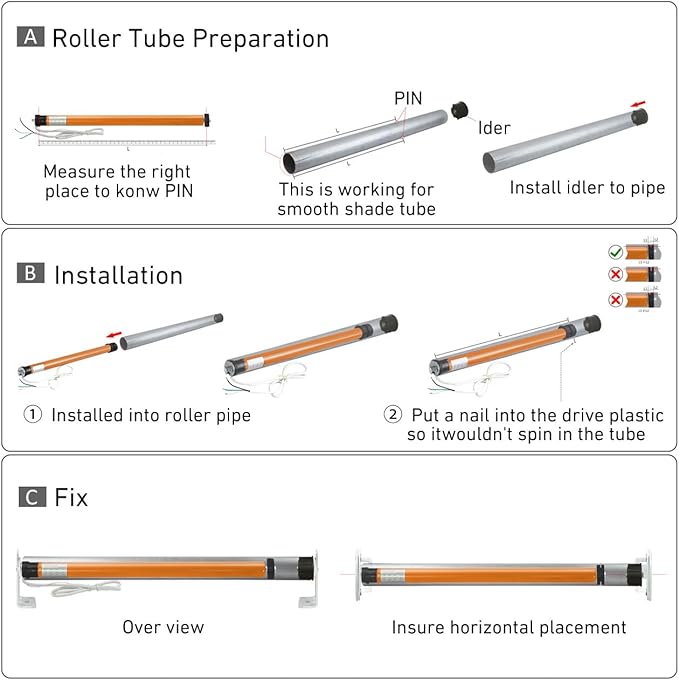 110V/120V Tuya WiFi 35mm Roller Blinds Motor Wired, 6N 20rpm, Smart Google Alexa APP Electric Remote Control Motorized Roller Blinds