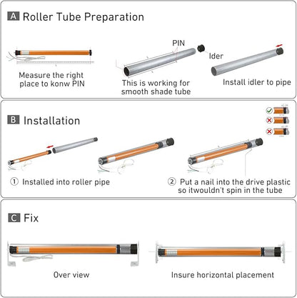 110V/120V Tuya WiFi 35mm Roller Blinds Motor Wired, 6N 20rpm, Smart Google Alexa APP Electric Remote Control Motorized Roller Blinds