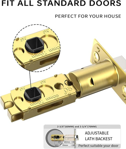 Asidrama 6 Pack Gold Passage Door Handles, Door Lever with Door Knobs Indoor for Bedroom or Bathroom, Heavy Duty Door Handles Interior with Locks for Left Right Sided Doors