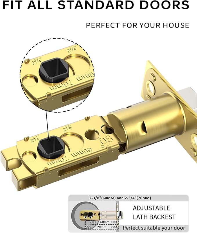 Asidrama 6 Pack Gold Privacy Door Handles, Door Lever with Door Knobs Indoor for Bedroom or Bathroom, Heavy Duty Door Handles Interior with Locks for Left Right Sided Doors ZR01-098AA