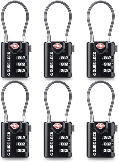 SURE LOCK TSA Compatible Travel Luggage Locks, Inspection Indicator, Easy Read Dials TSA Approved with Zinc Alloy