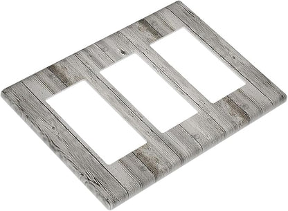 Light Switch Covers Farmhouse Rustic Grey Barn Door Wood 3 Gang Rocker Electrical GFCI Decorative Triple Outlet Wall Plate Cover Switchplate for Bedroom Cabin Decor