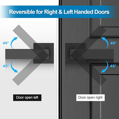 Passage Door Lever, 8 Pack Matte Black Interior Door Handles for Hallway and Closet, Heavy Duty Square Interior Keyless Door Handles Non-Locking Door Knobs for Right & Left Side Door