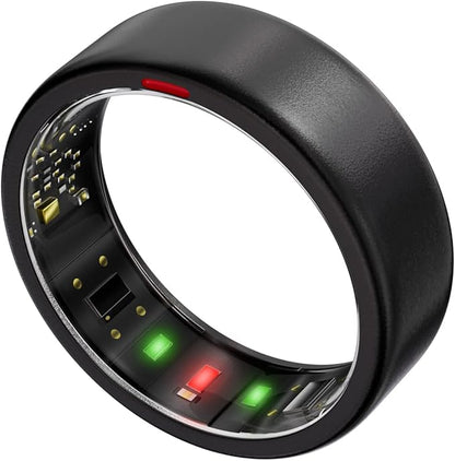 Ring OnePlus - Ultra-Thin Titanium Smart Ring - 7 Days Battery Life - Fitness/SPO₂/Stress/HR/Sleep Skin Temperature Tracker - No App Fee - iOS&Android Compatible (Black,Size 9)