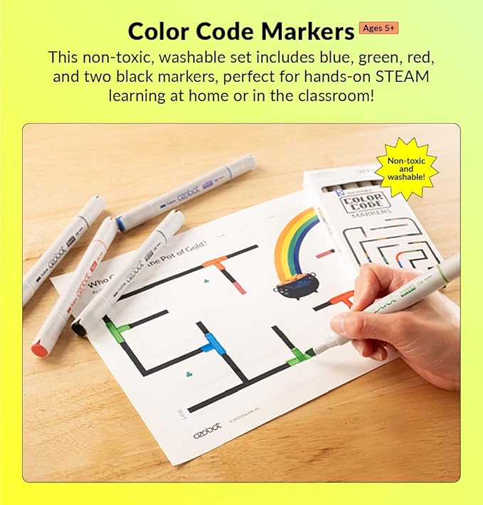 Ozobot Color Coding Markers, Color Variety for Creative STEM Education, Classroom & Home, Enhances Problem Solving & Critical Thinking Skills, Suitable for Ages 6+, Dual-Sided, 5 Pack