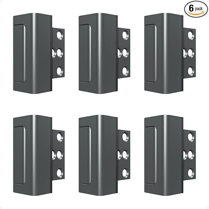 6Pack Home Security Door Reinforcement Lock Childproof, Door Locks for Kids Safety, Door Lock Latch Stopper for Front Door Inside Top of Door, Aluminum Construction Finish
