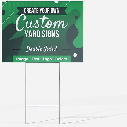 36x24" Double Sided Customizable Outdoor Yard Sign made from Corrugated Plastic with Metal "H" Stake, Easy to Design, Sign for Business, Garage or Yard Sale, Home, Office, (36" x 24")