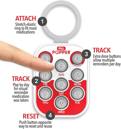 Pill Popper - Memory Aid Medication Dose Tracker (6 Pack)