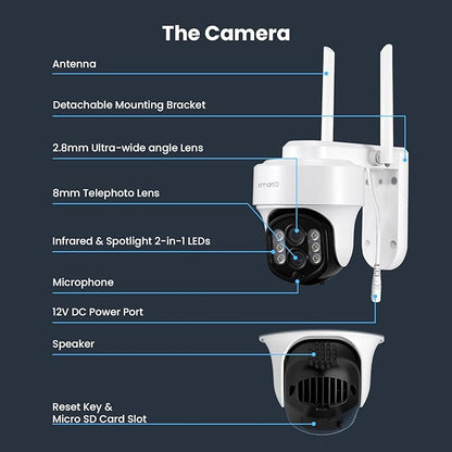 XMARTO 10X Zoom WiFi6 Security Camera System Wireless Outdoor/Indoor, 10CH 4K NVR with 4X 2K HD Dual Lens Cameras with Auto Tracking, 1TB HDD (Plug-in 24/7 Surveillance, Long Range WiFi)