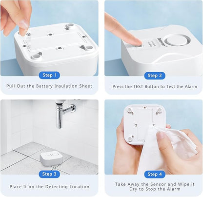 Geevon 10 Pack Water Leak Detectors for Home, 100dB Loud Water Alarm Sensor Leak Detection with Drip Alert for Basements, Laundry Rooms, Kitchen, IP56 Waterproof(Battery Included)