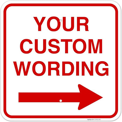 Custom Square Left or Right Arrow Sign, Personalize for Office, Business, Workplace, office, Home, Airbnb, Delivery Signs, 18x18 Inches Yellow, Rust Free .063 Aluminum, Fade Resistant, Made in USA