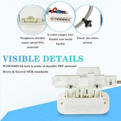 W10810403 W10787836 W10861642 for cabrio washer lid lock fit for Maytag Bravos XL Whirlpool Cabrio Kenmore 600 700 Series Washer Parts W10637463 MVWB855DW1 MVWB865GW1 MVWB835DW3 MVWB765FW4 LUXRILIX