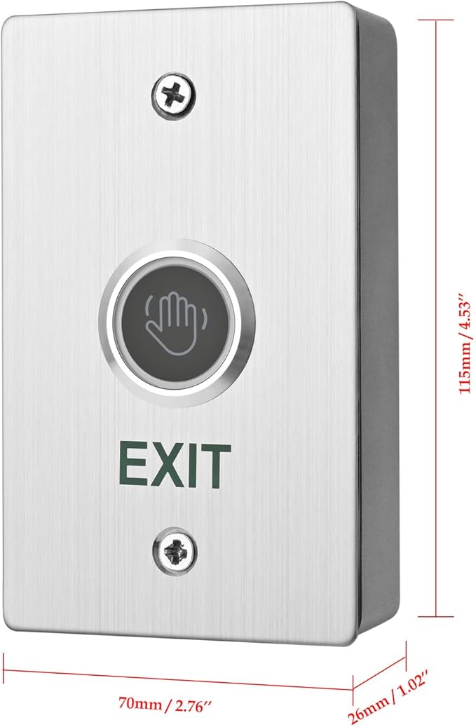 Infrared Sensor Exit Button with Back Box IR Touchless Door Release 304 Stainless Steel IP67 Waterproof with LED Indicator for Access Control Systems