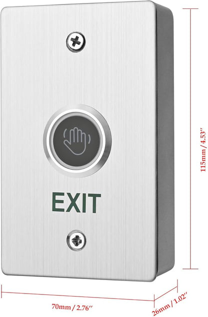 Infrared Sensor Exit Button with Back Box IR Touchless Door Release 304 Stainless Steel IP67 Waterproof with LED Indicator for Access Control Systems