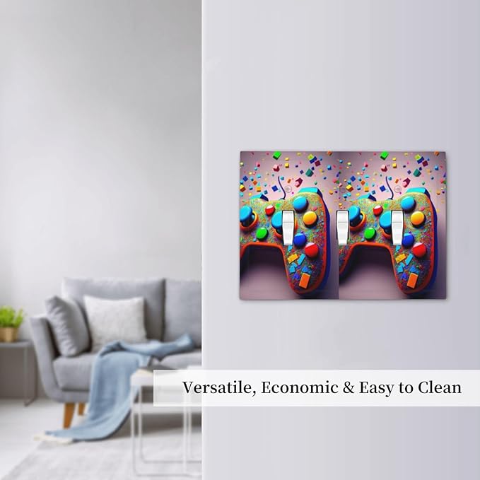 Videos Game Controller 3 Gang Triple Toggle Decorative Light Switch Covers Electrical Faceplate Switchplates for Bathroom Kitchen Home