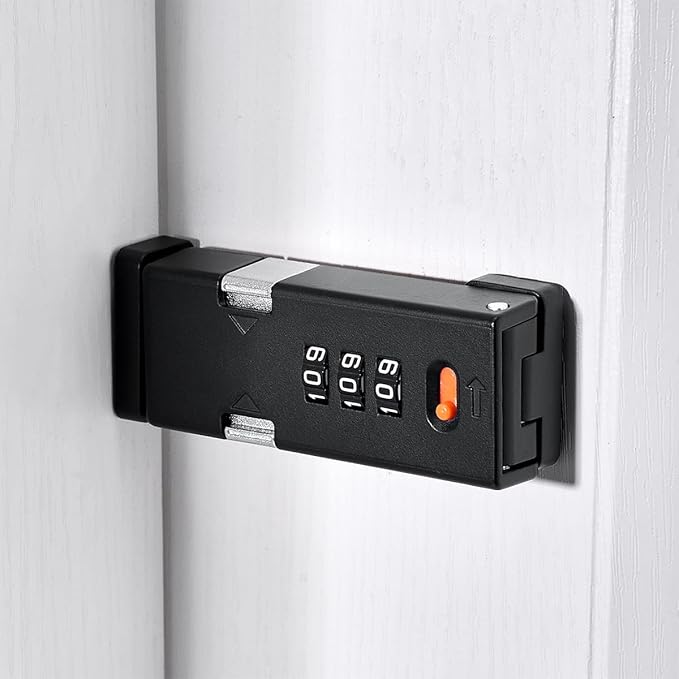 Cabinet Lock，Barn Door Latches,3-Digit Combination Security Locks,Combination Security Lock,for Office File Cabinet,Drawers,Locker,Small Door,Cupboard (1, Black_90 Degree)
