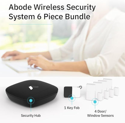 Abode 6 Piece Wireless Security System – Expandable to Protect Your Whole Home - Easy DIY Installation - Optional Professional Monitoring - Compatible with Alexa & Google Assistant